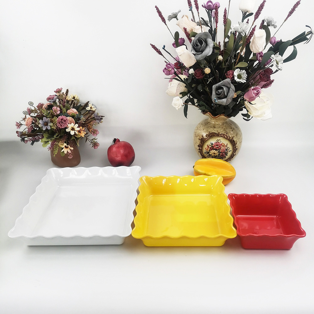 Unique design culinam quadratum undulatis fructus sem patera