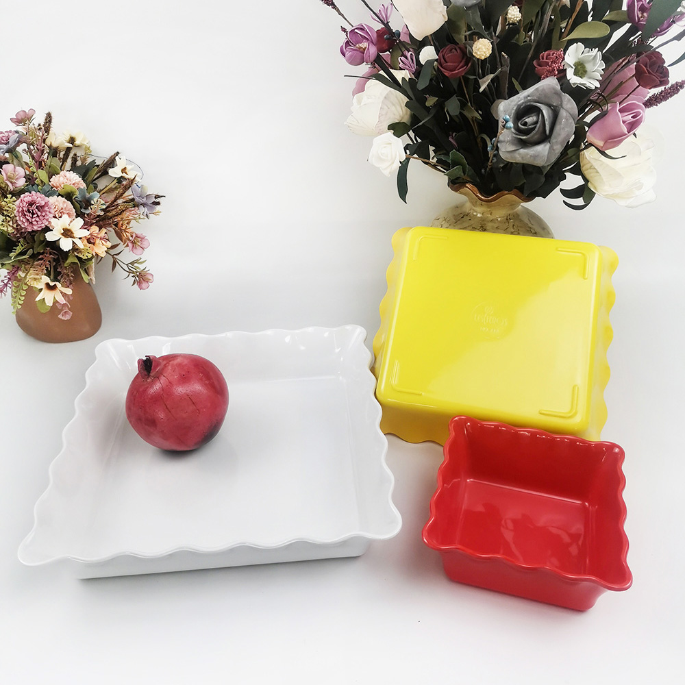 Unique design culinam quadratum undulatis fructus sem patera
