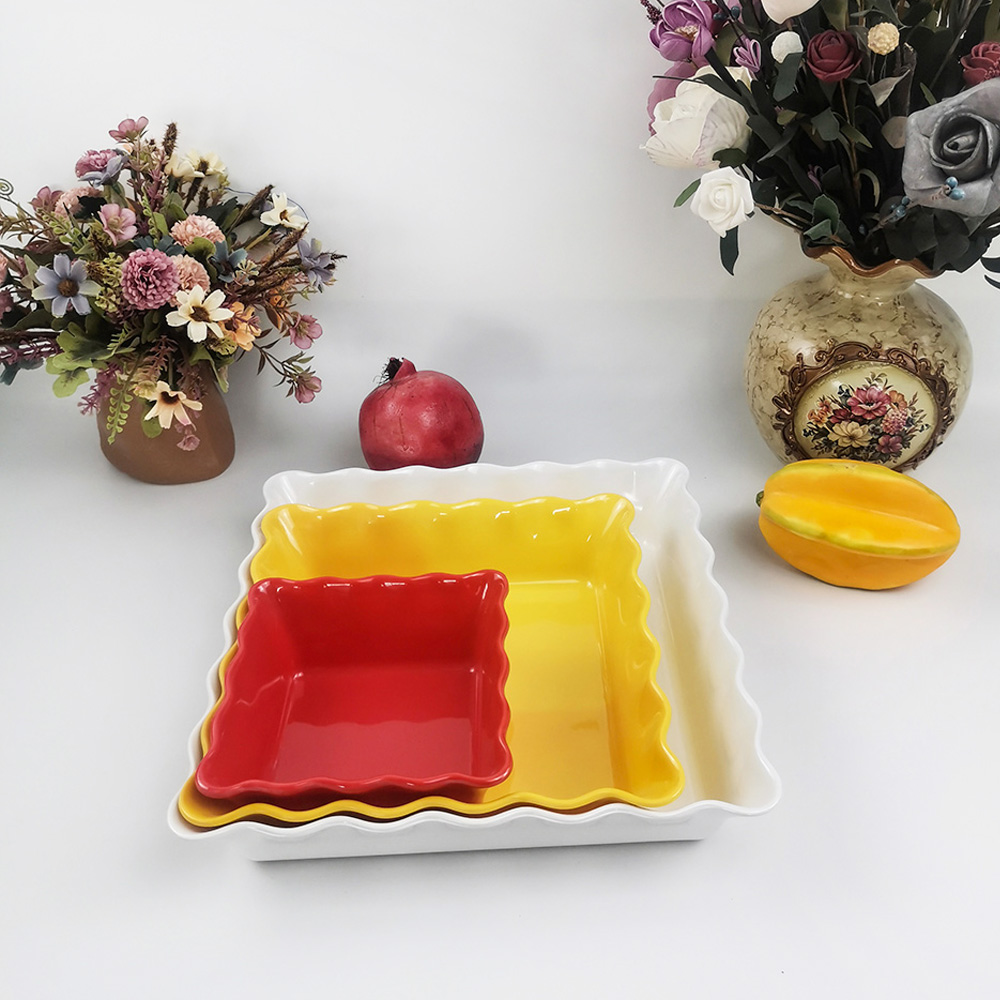 Unique design culinam quadratum undulatis fructus sem patera
