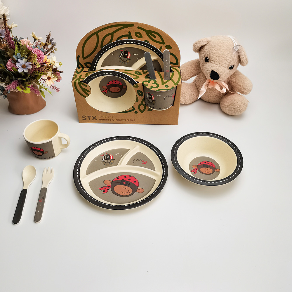 OEM Logo Animal Print Bamboo Fiber Baby Liberorum Tableware Prandium