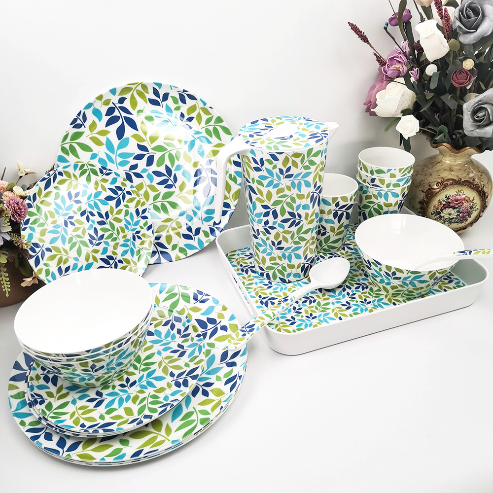 High Quality Restaurant Eco friendly Leaf Pattern Prandium Tableware Set